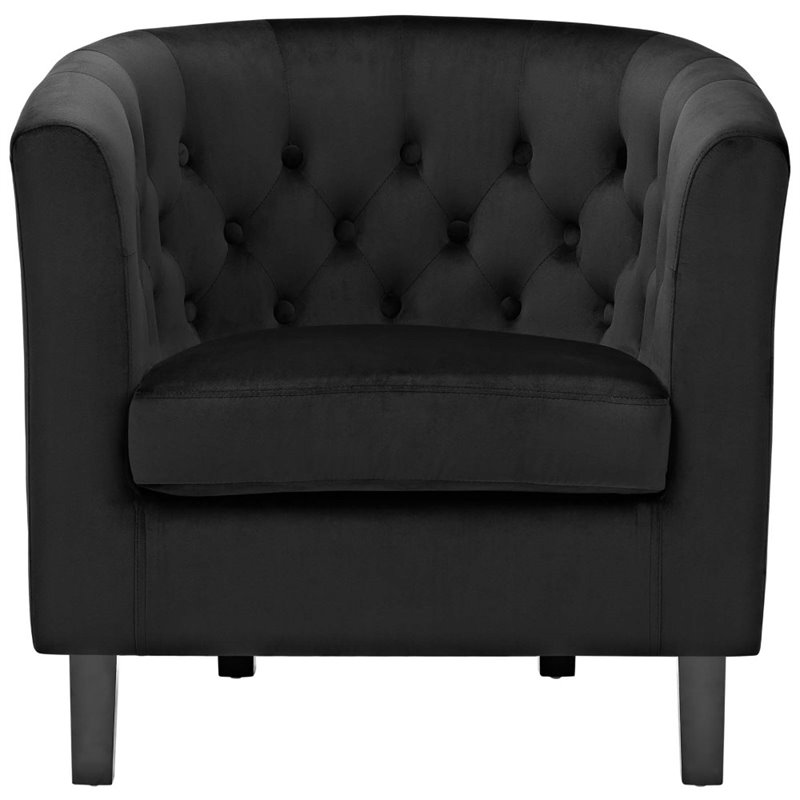 Modway Prospect Modern Performance Velvet and Wood Armchair in Black