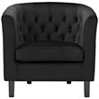 Modway Prospect Modern Performance Velvet and Wood Armchair in Black
