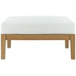 Modway Bayport Outdoor Patio Solid Teak Wood Ottoman in Natural/White