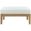 Modway Bayport Outdoor Patio Solid Teak Wood Ottoman in Natural/White