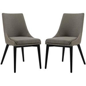 Modway Viscount 20.5&quot Fabric Dining Side Chair in Granite Gray (Set of 2)