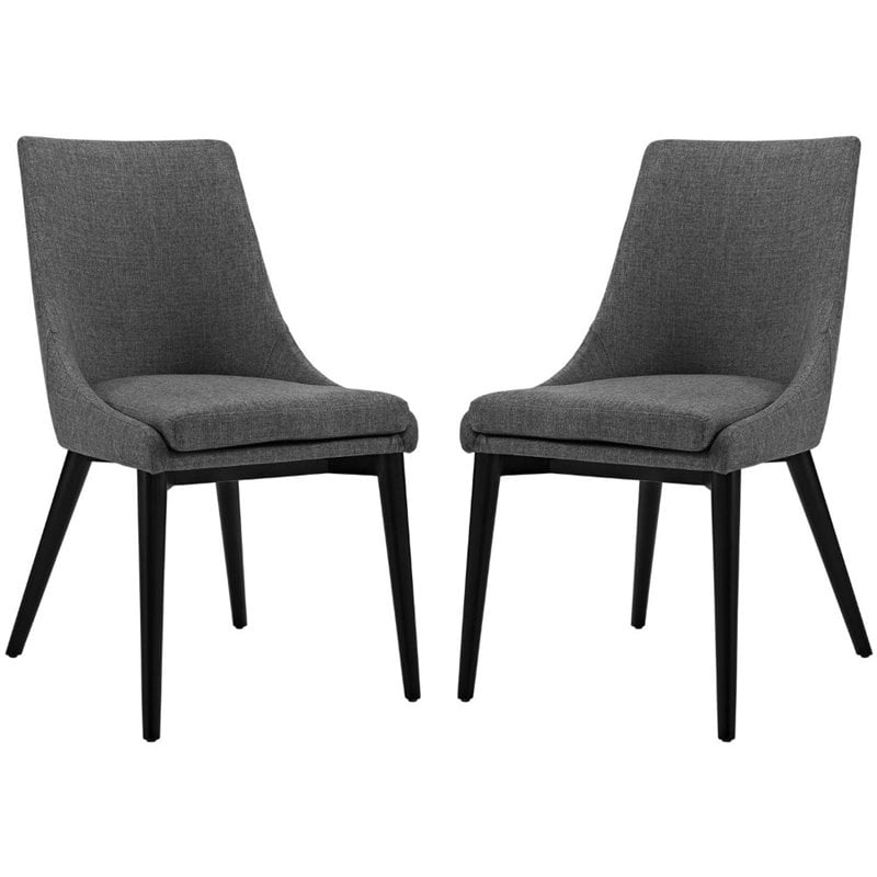 Modway Viscount Fabric Upholstered Dining Side Chair in Gray (Set of 2)