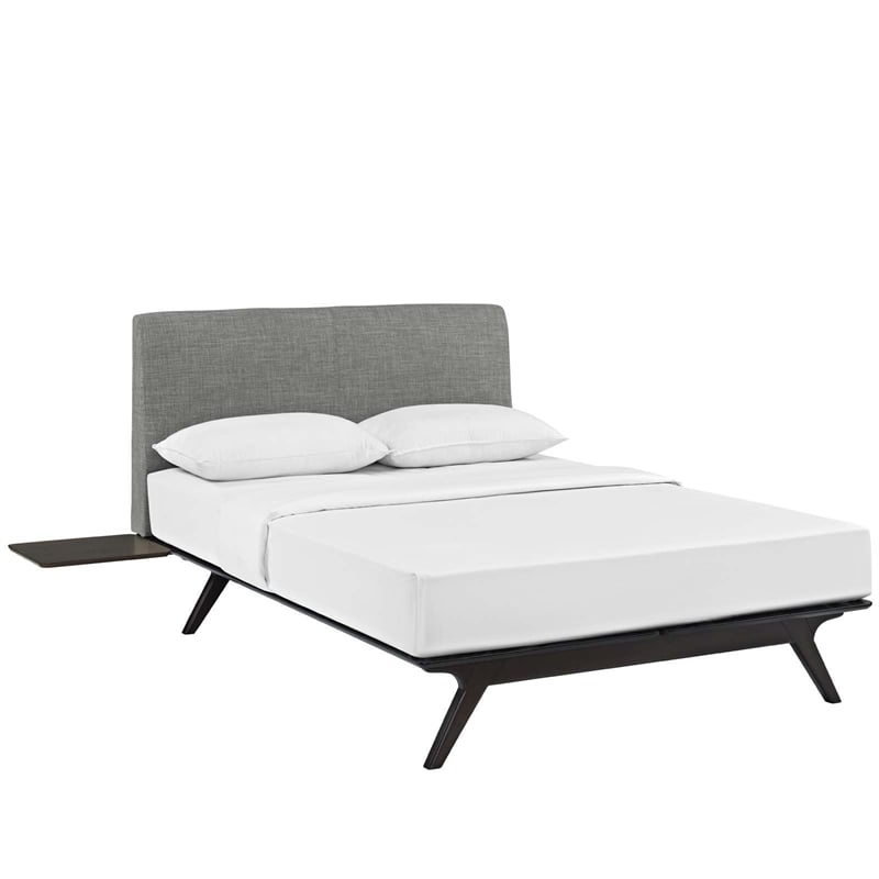 Modway Tracy 3-Piece MDF and Rubberwood Queen Bedroom Set in Cappuccino/Gray