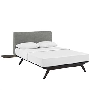 Modway Tracy 3-Piece MDF and Rubberwood Queen Bedroom Set in Cappuccino/Gray