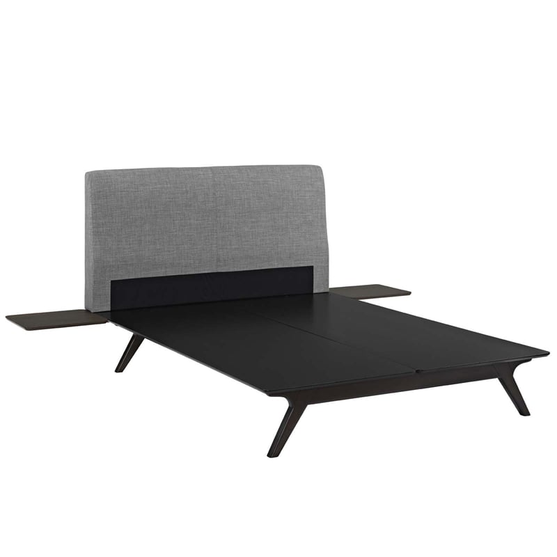 Modway Tracy 3-Piece MDF and Rubberwood Queen Bedroom Set in Cappuccino/Gray