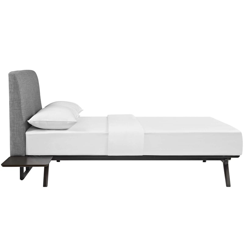 Modway Tracy 3-Piece MDF and Rubberwood Queen Bedroom Set in Cappuccino/Gray