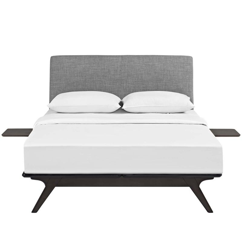 Modway Tracy 3-Piece MDF and Rubberwood Queen Bedroom Set in Cappuccino/Gray