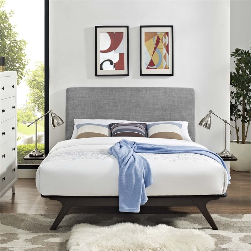 Modway Tracy 3-Piece MDF and Rubberwood Queen Bedroom Set in Cappuccino/Gray