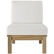 Modway Marina Modern Wood Outdoor Teak Armless Chair in Natural/White