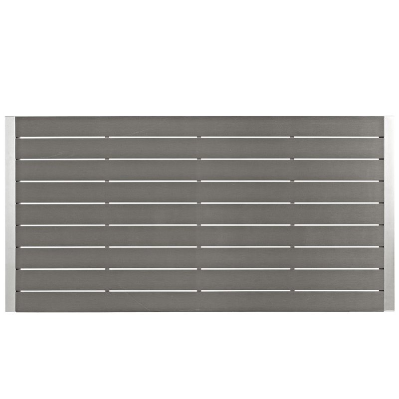 Modway Shore Outdoor Patio Wood and Aluminum Dining Table in Silver/Gray