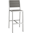Modway Shore Aluminum Plastic Wood Outdoor Patio Armless Bar Stool - Silver/Gray
