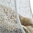 Modway Hide Steel Rattan Outdoor Patio Swing Chair with Stand in White/Mocha