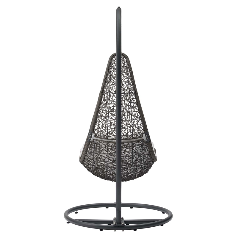 Modway Abate Steel and Rattan Outdoor Patio Swing Chair in Gray/White