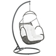 Modway Arbor Metal Fabric and Rattan Outdoor Patio Wood Swing Chair in Gray