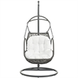 Modway Arbor Metal Fabric and Rattan Outdoor Patio Wood Swing Chair in Gray