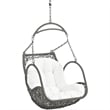 Modway Arbor Metal Fabric and Rattan Outdoor Patio Wood Swing Chair in Gray