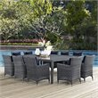 Modway Summon 11-Piece Rattan Fabric Patio Dining Set in Canvas Gray/Navy