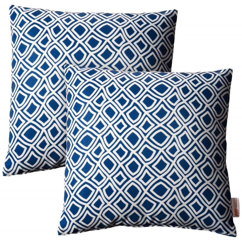 Modway 2-Piece Polyester Fabric Outdoor Patio Pillow Set in Balance Blue