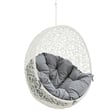 Modway Hide Steel Rattan Outdoor Patio Swing Chair without Stand in White/Gray