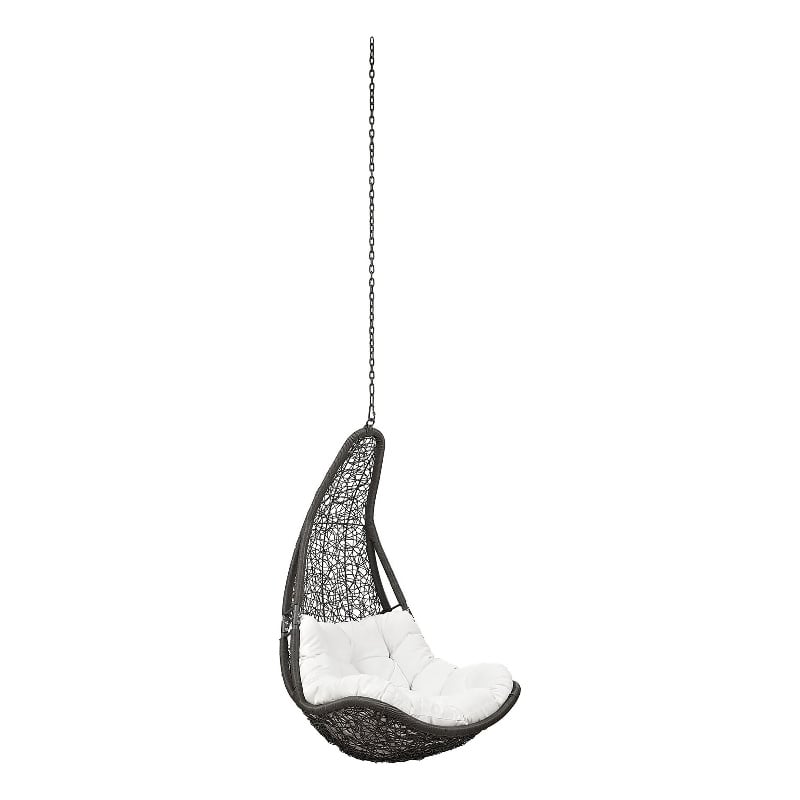 Modway Abate Steel Rattan Outdoor Patio Swing Chair without Stand in Gray/White