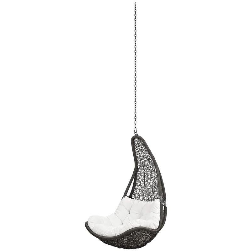 Modway Abate Steel Rattan Outdoor Patio Swing Chair without Stand in Gray/White