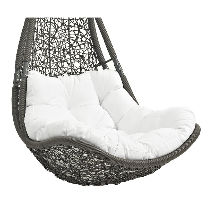 Modway Abate Steel Rattan Outdoor Patio Swing Chair without Stand in Gray/White