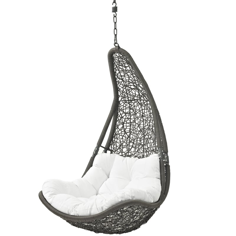 Modway Abate Steel Rattan Outdoor Patio Swing Chair without Stand in Gray/White