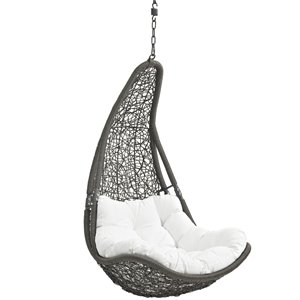 modway abate patio swing chair in gray and white