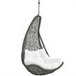Modway Abate Steel Rattan Outdoor Patio Swing Chair without Stand in Gray/White