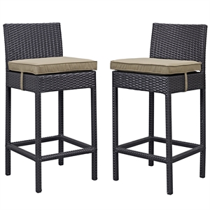 Modway Lift 27.5&quotH Wicker / Rattan Patio Bar Stool in Espresso/Mocha (Set of 2)