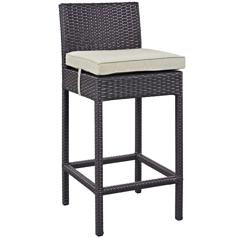 Modway Convene 5-Piece Aluminum Rattan Patio Pub Set in Espresso/Beige