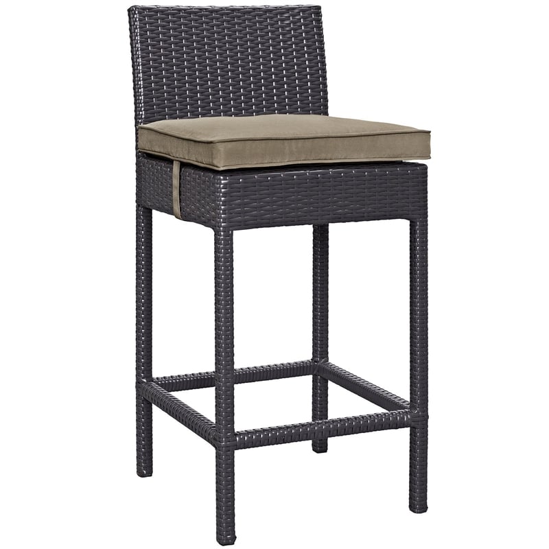 Modway Convene 5-Piece Aluminum Rattan Patio Pub Set in Espresso/Red