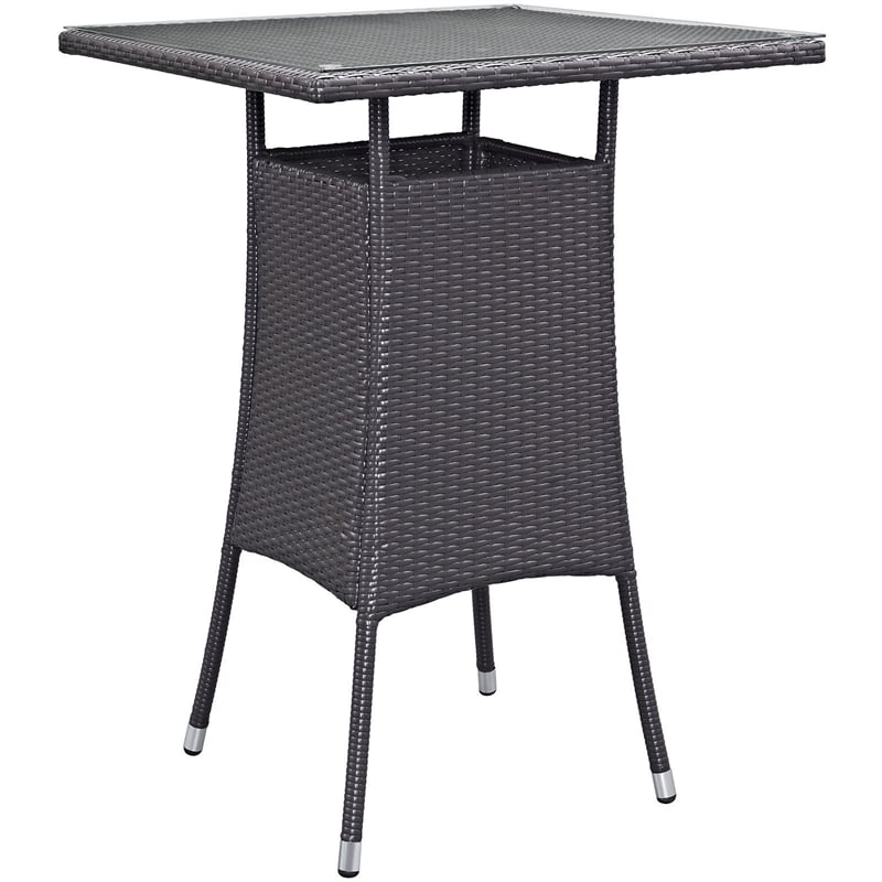 Modway Convene 5-Piece Aluminum Rattan Patio Pub Set in Espresso/Red