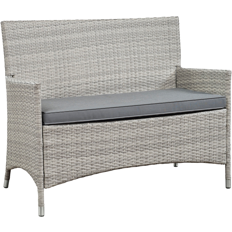 Modway Bridge 4-Piece Rattan Outdoor Patio Conversation Set in Light Gray/Gray