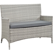 Modway Bridge 4-Piece Rattan Outdoor Patio Conversation Set in Light Gray/Gray