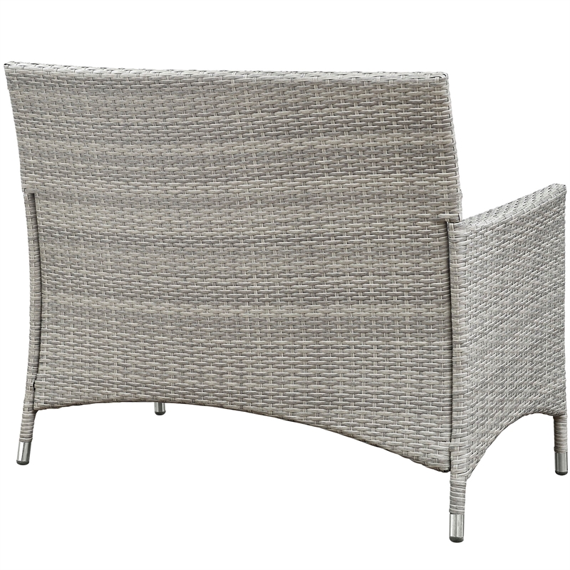 Modway Bridge 4-Piece Rattan Outdoor Patio Conversation Set in Light Gray/Gray
