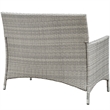 Modway Bridge 4-Piece Rattan Outdoor Patio Conversation Set in Light Gray/Gray