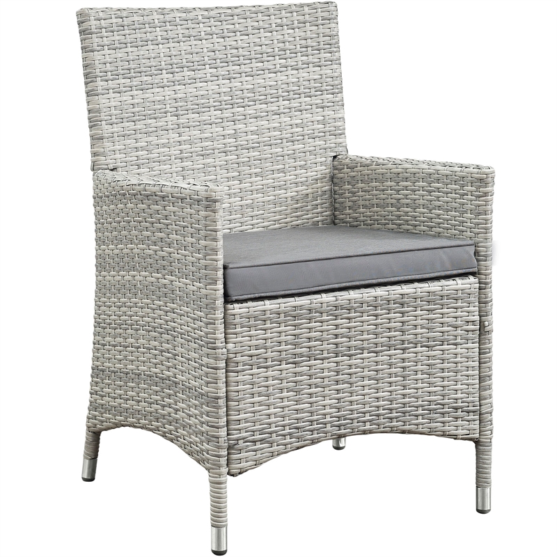 Modway Bridge 4-Piece Rattan Outdoor Patio Conversation Set in Light Gray/Gray