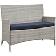 Modway Bridge 4-Piece Rattan Outdoor Patio Conversation Set in Light Gray/Navy