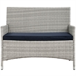 Modway Bridge 4-Piece Rattan Outdoor Patio Conversation Set in Light Gray/Navy