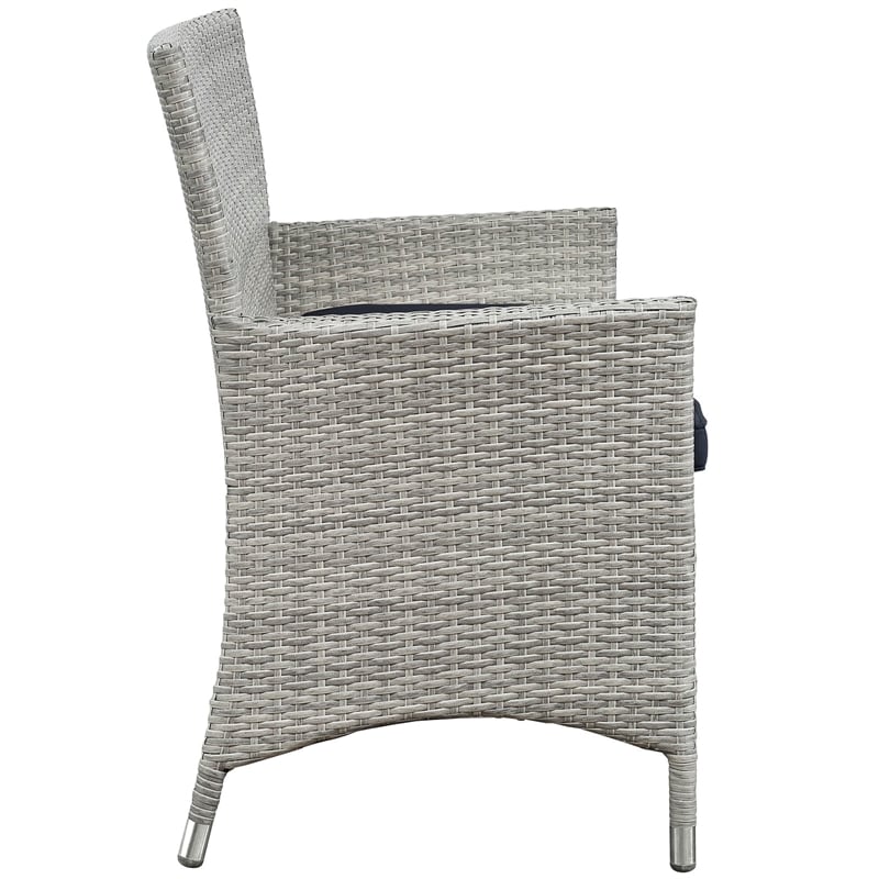 Modway Bridge 4-Piece Rattan Outdoor Patio Conversation Set in Light Gray/Navy