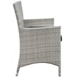 Modway Bridge 4-Piece Rattan Outdoor Patio Conversation Set in Light Gray/Navy