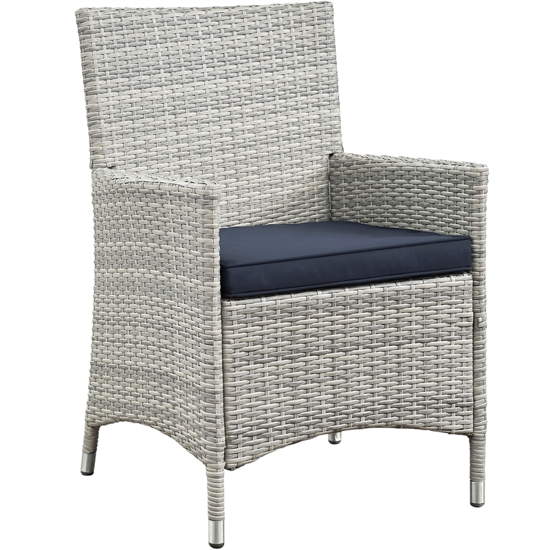 Modway Bridge 4-Piece Rattan Outdoor Patio Conversation Set in Light Gray/Navy