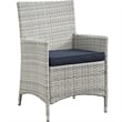 Modway Bridge 4-Piece Rattan Outdoor Patio Conversation Set in Light Gray/Navy