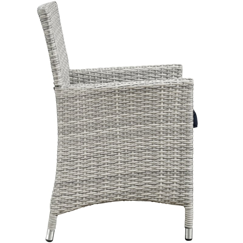 Modway Bridge 4-Piece Rattan Outdoor Patio Conversation Set in Light Gray/Navy