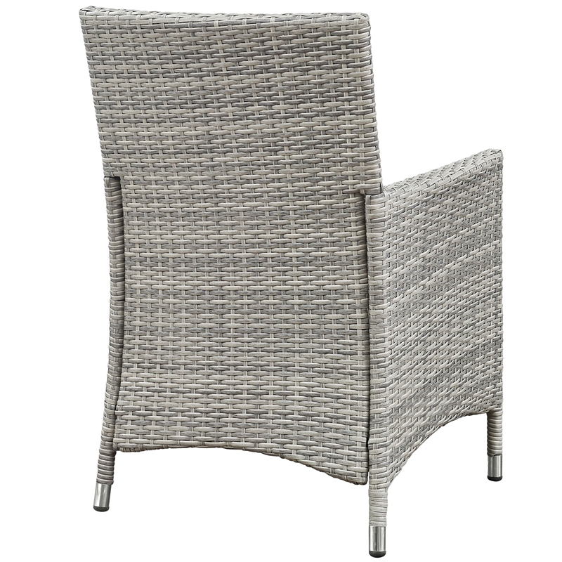 Modway Bridge 4-Piece Rattan Outdoor Patio Conversation Set in Light Gray/Navy