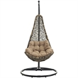 Modway Abate Steel and Rattan Outdoor Patio Swing Chair in Black/Mocha