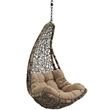 Modway Abate Steel and Rattan Outdoor Patio Swing Chair in Black/Mocha