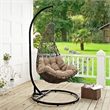 Modway Abate Steel and Rattan Outdoor Patio Swing Chair in Black/Mocha