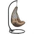 Modway Abate Steel and Rattan Outdoor Patio Swing Chair in Black/Mocha